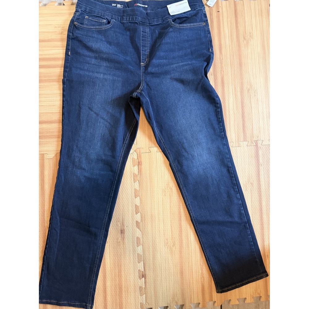 Liz Claiborne Amber Pull On Jeans Womens 20T Blue Denim Mid Rise Straight Leg